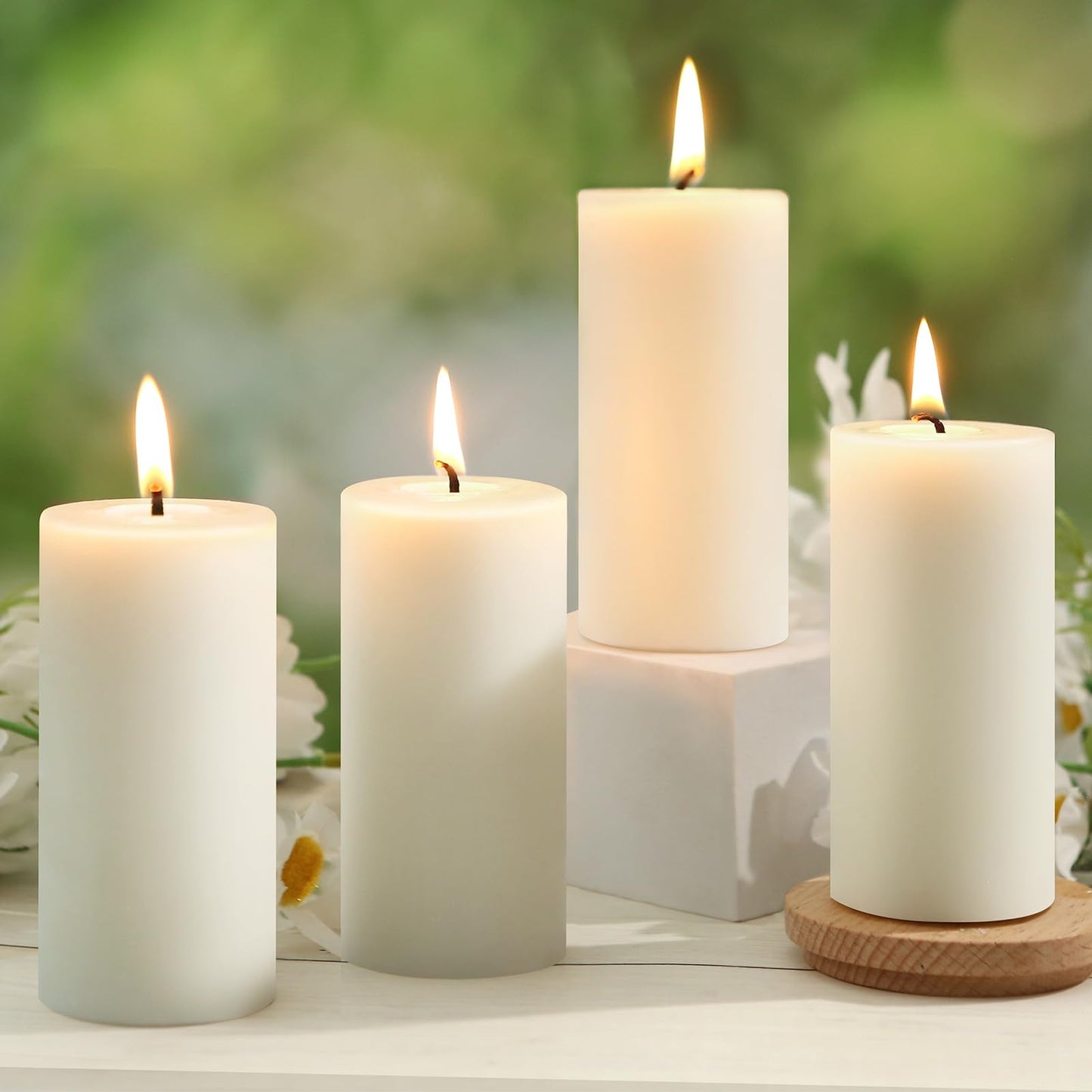 4 Pack Beeswax Pillar Candles,172 Hours Long Burning Pure Off-White Beeswax Candles,Unscented Bees Wax Candle for Home,Prayer,Dripless Smokeless Organic 100% Bees Wax Candle Bulk 2x4in
