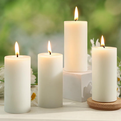 4 Pack Beeswax Pillar Candles,172 Hours Long Burning Pure Off-White Beeswax Candles,Unscented Bees Wax Candle for Home,Prayer,Dripless Smokeless Organic 100% Bees Wax Candle Bulk 2x4in