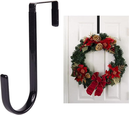 Kryoflare Black Wreath Hanger for Front Door, Metal Wreath Hooks Holder Over The Door Wreath Hanger for Hanging Christmas Decorations Decor