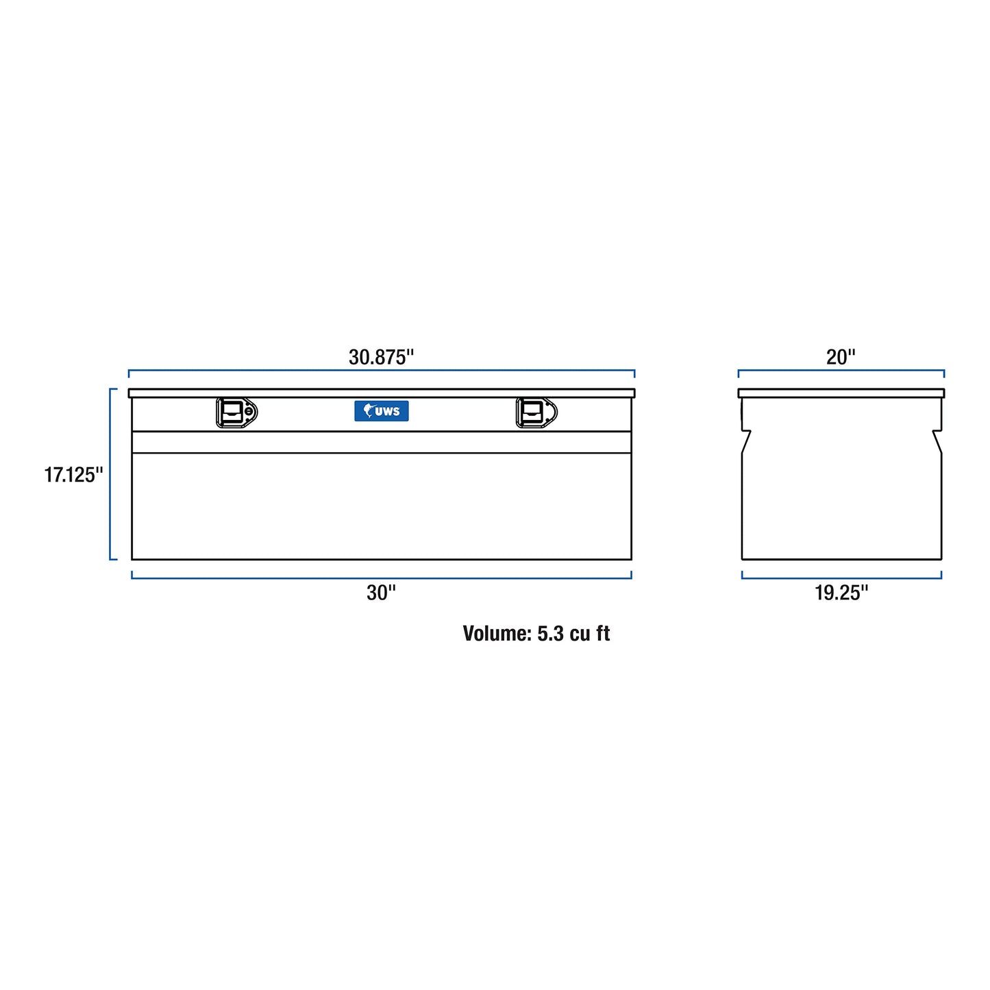 UWS EC20121 30-Inch Heavy-Wall Aluminum Truck Storage Box, RigidCore Lid