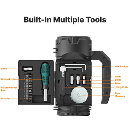 OGERY Rechargeable Flashlight, Multi-Tool Camping Lantern with 983LM, 9000 mAh Portable LED Camping Spotlight for Camping Emergency, Outdoor Hiking, Gray/Black