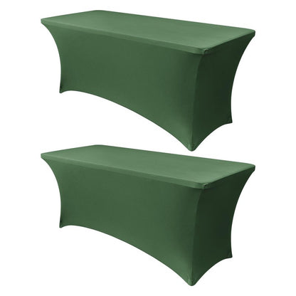 Obstal Spandex Table Cover 4ft Fitted Tablecloth Rectangular - Stretch Rectangle Folding Table Cloth for Birthday Party Wedding Banquet, Blackish Green, 48L x 24W Inch