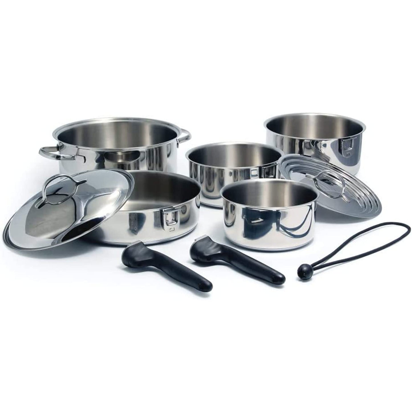 Camco Mfg 43921 Cookware 10 Pc Set Nesting Stainless Steel