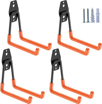 HUPBIPY Heavy Duty Garage Hooks - 5.1 Inch U-Shaped Wall Mount Tool Organizer | 4 Pack for Ladders & More