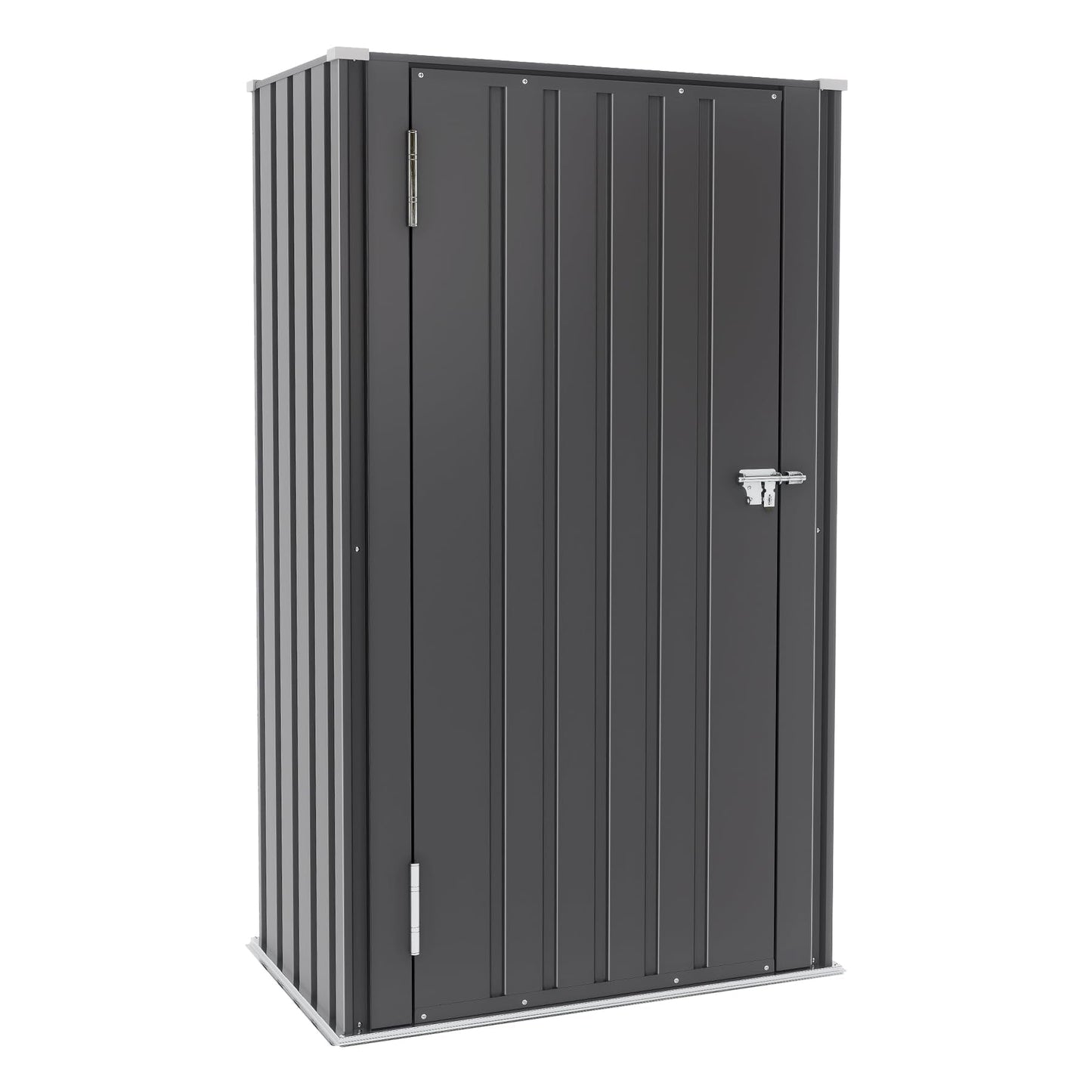 Greesum Outdoor Metal Storage Cabinet, 55'' Lockable Tall Shed, Vertical Tool Organizer Without Shelves for Garage, Patio, Backyard, Home & Lawn, Black
