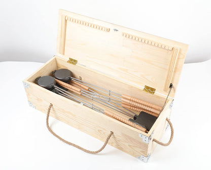 HAWOK Cast Iron Camp Pie Iron Jaffle iron set of 10 with Wodden Box…