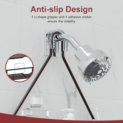 TreeLen Shower Caddy - Over Shower Head Bathroom Organizer with 4 Hooks for Shampoo - Bronze