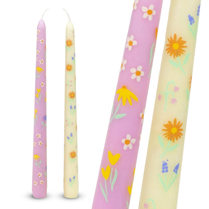 Talking Tables 2 x Floral Dinner Candles Ideal for Mothers Day Birthday Easter Spring Weddings Unscented 8 Hours Burn Time Eco-Friendly Packaging 10 inches