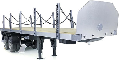 US in Stock RC Tractor Flatbed Semi Trailer Truck 1/14 2Axle Compatible with DIY Tamiya Construction Vehicle Model