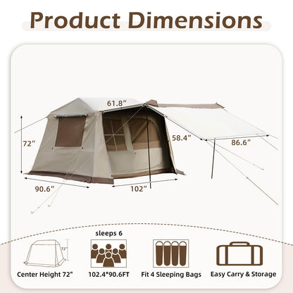 YOLENY 4 Person Instant Cabin Tent, Blackout Camping Tent with Vestibule, Rainfly & Canopy, Waterproof for Family Car Camping