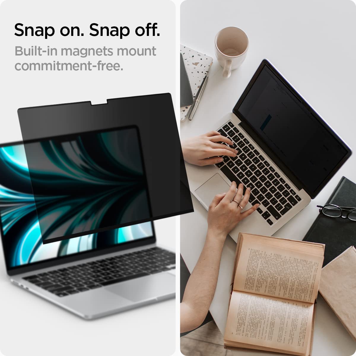 Spigen Privacy Filter Screen Protector [SafeView] designed for Macbook Air 13 inch M4 / M3 / M2 (2025/2024 / 2023) - 1 Pack