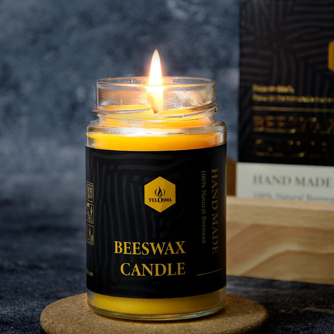 4 Pack Unscented Beeswax Jar Candle, Pure Bees Wax Candles in Glass Container, Natural Organic Candle Smokeless Clean Burn | 4 * 36 Hours Long Burning Time Emergency Candle, Yellow