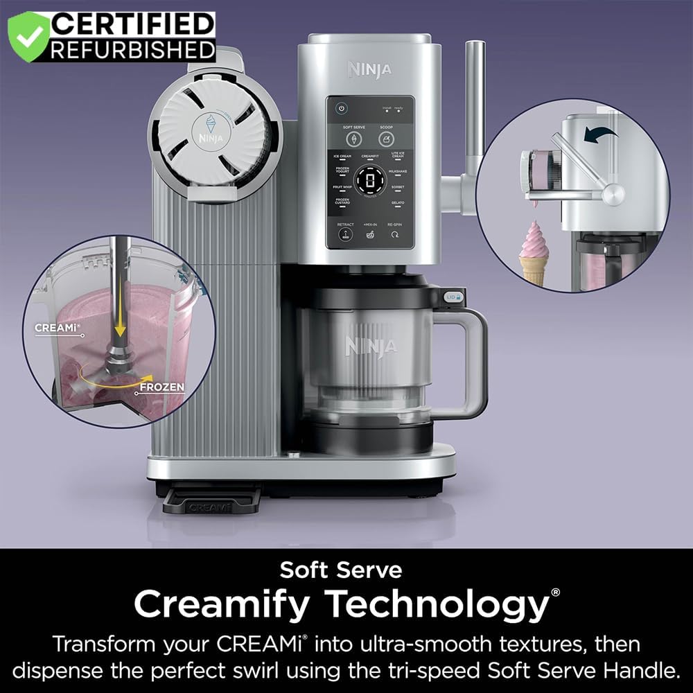 Ninja NC701 CREAMi Swirl 13-in-1 Soft Serve Ice Cream Machine - Renewed with 2-Year Protection Plan