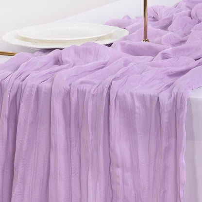 Socomi 6pcs Lilac Purple Lavender Cheesecloth Table Runner Summer Boho Rustic Gauze 120 inch 10FT Cheese Cloth Sheer Runner for Wedding Party Baby Shower Birthday Home Decor Holiday Decorations