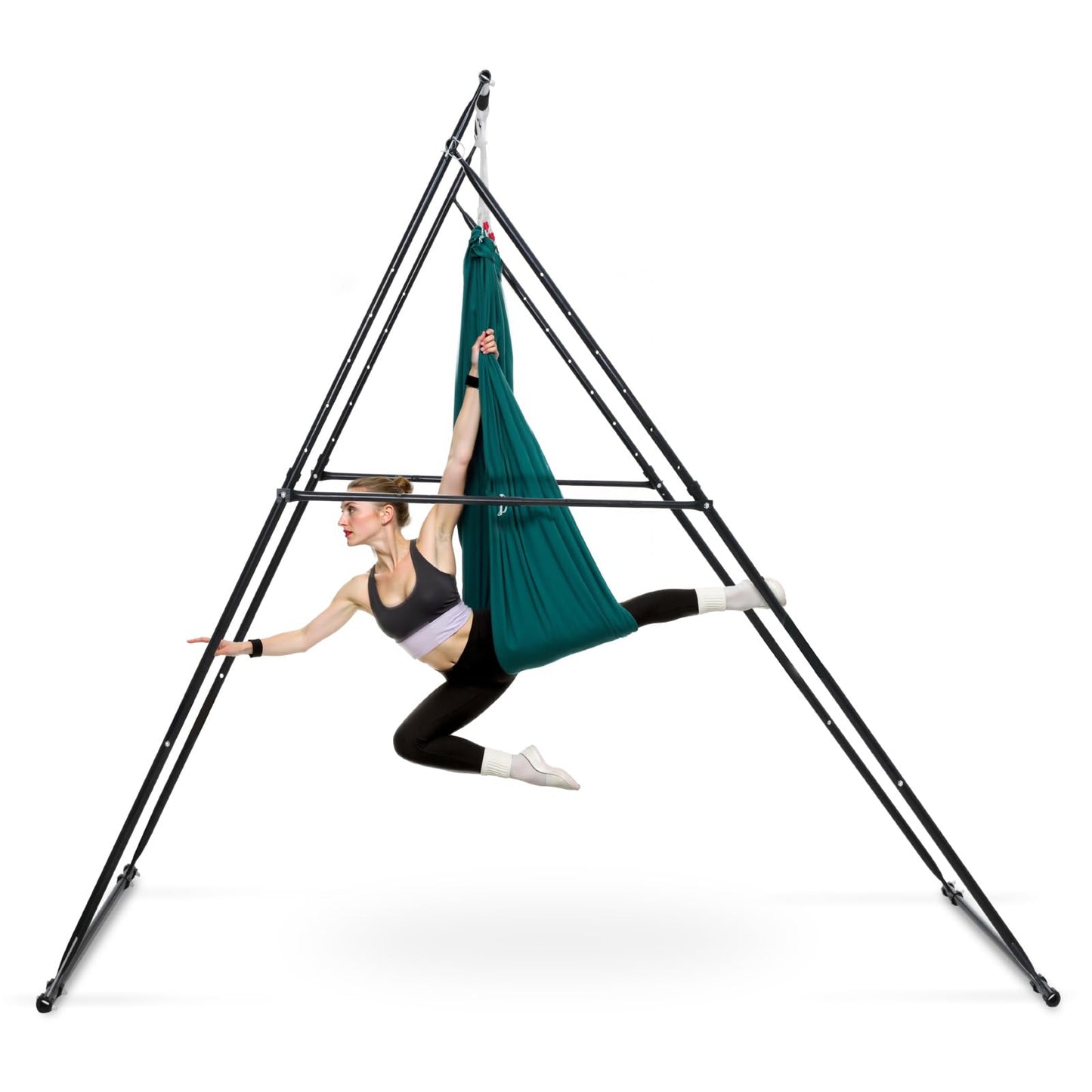 VEVOR Yoga Stand Frame, Max 440.9 lbs Load Swing Stand, Triangular Structure Pull Up Stands, Aerial Silk Stands with EVA Foam & 6.6-Yard Yoga Hammock, 4-Level Horizontal & 6-Level Vertical Adjustment
