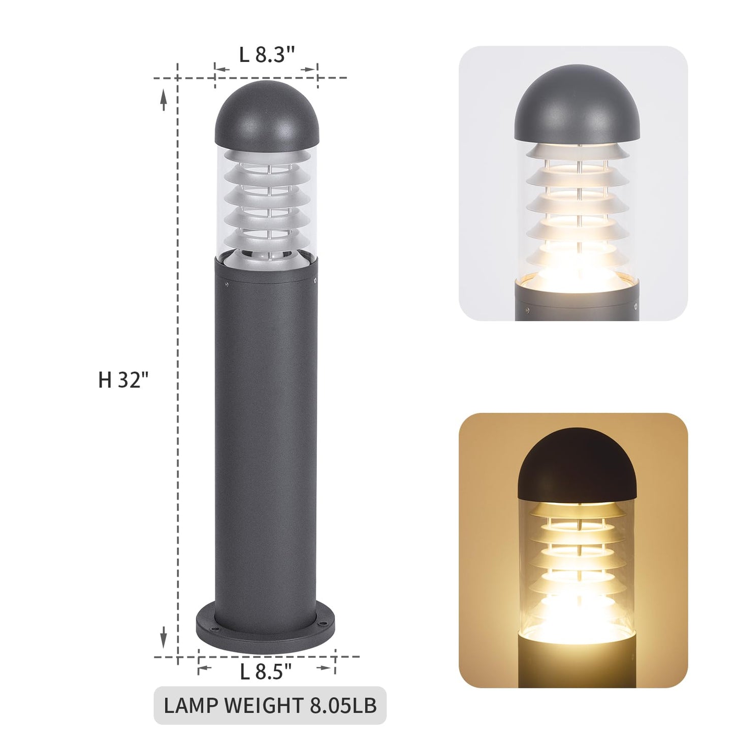 Linkmoon 31.5" Outdoor Pathway Lights Wired, AC 100-240V Landscape Path Lights, IP65 Waterproof Driveway Lighting, 3000K LED Bollard Light, Modern Bollard Landscape Lighting for Sidewalk Lawn Garden