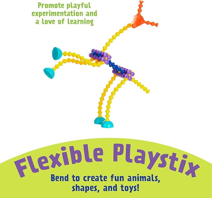 POPULAR PLAYTHINGS Playstix Building Sticks Kit for Kids Construction Stem Building Toy Gift for Boys &amp Girls - Super Set 400 Piece