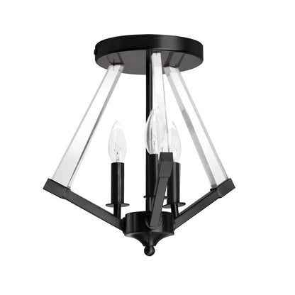 Dainolite 3 Light Semi-Flush Mount, Incandescent, Matte Black, Model ALT-153SF-MB, Clear Acrylic