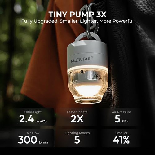 FLEXTAILGEAR Tiny Pump 3X - Portable Low Noise Air Pump for Inflatables | Ideal for Camping & Pool Floats