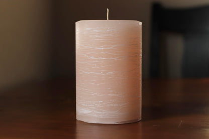 Modern Candle Design Large Unscented Rustic Nordic Pillar Candle Handmade in the USA (Peach Blush)