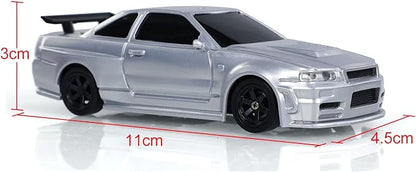 TOUCAN RC HOBBY Remote Control Race Car 1/43 RTR with Gyro RC Drift Car 4WD Traffic Cones for Indoor Outdoor (Silver)
