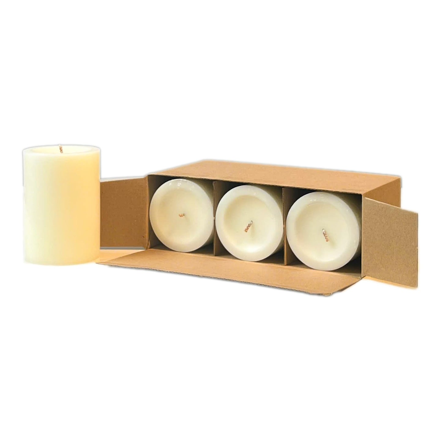 Pillar Candles 2.8x4 Inch 3 Pack Ivory – CW Studio Unscented 45-Hour Long Burn, Smokeless Dripless Premium Wax with Cotton Wick – for Weddings, Events, Home & Rustic Decor
