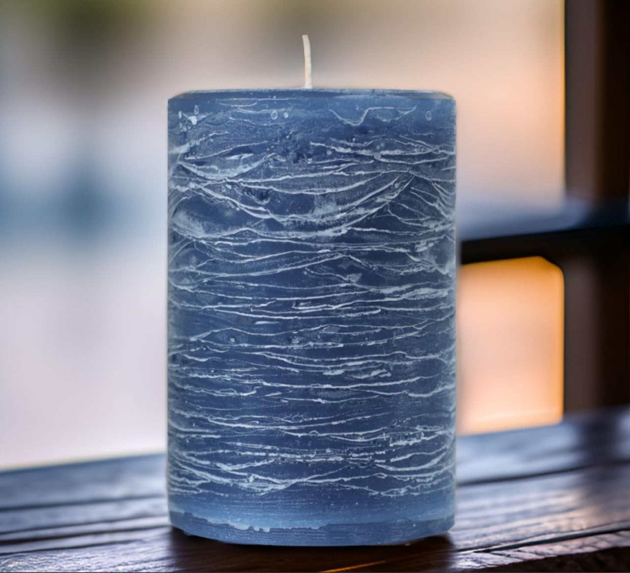 Modern Candle Design Large Unscented Rustic Nordic Pillar Candle Handmade in The USA (Tranquil Blue)