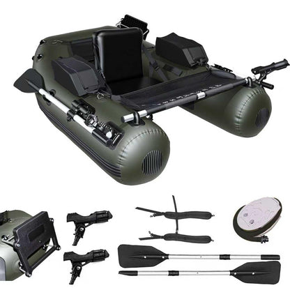 Xproutdoor Fishing Float Tube, Belly Boat Fishing with Pump, Fish Ruler, Adjustable Straps, Storage Pockets, 2 Oars, 2 Rod Holders, Motor Bracket Inflatable Float Tube for 330 LBS Load Capacity