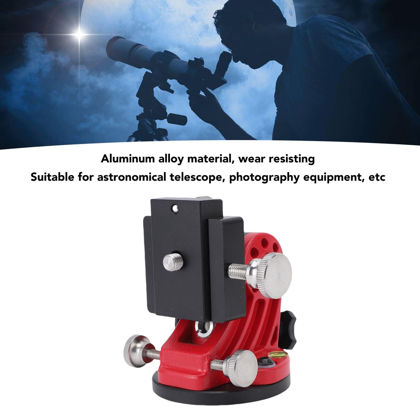 fosa Latitude Adjustment Base for Adults Astronomy, Telescope Tripod 3/8 Inch 0-90 Degree Adjustable Equatorial Mount, Equatorial Wedge Telescope Mount Latitude Base (Black Red)