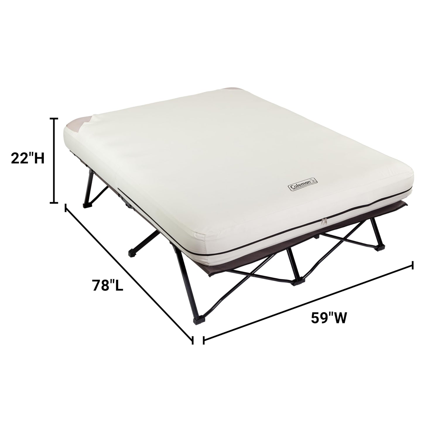 Coleman Queen-Size Airbed Cot Combination, Folding Air Mattress with Steel Frame & Side Table, Battery Pump Included, Great for Camping, Lounging, Elevated Sleeping, Guests, & More