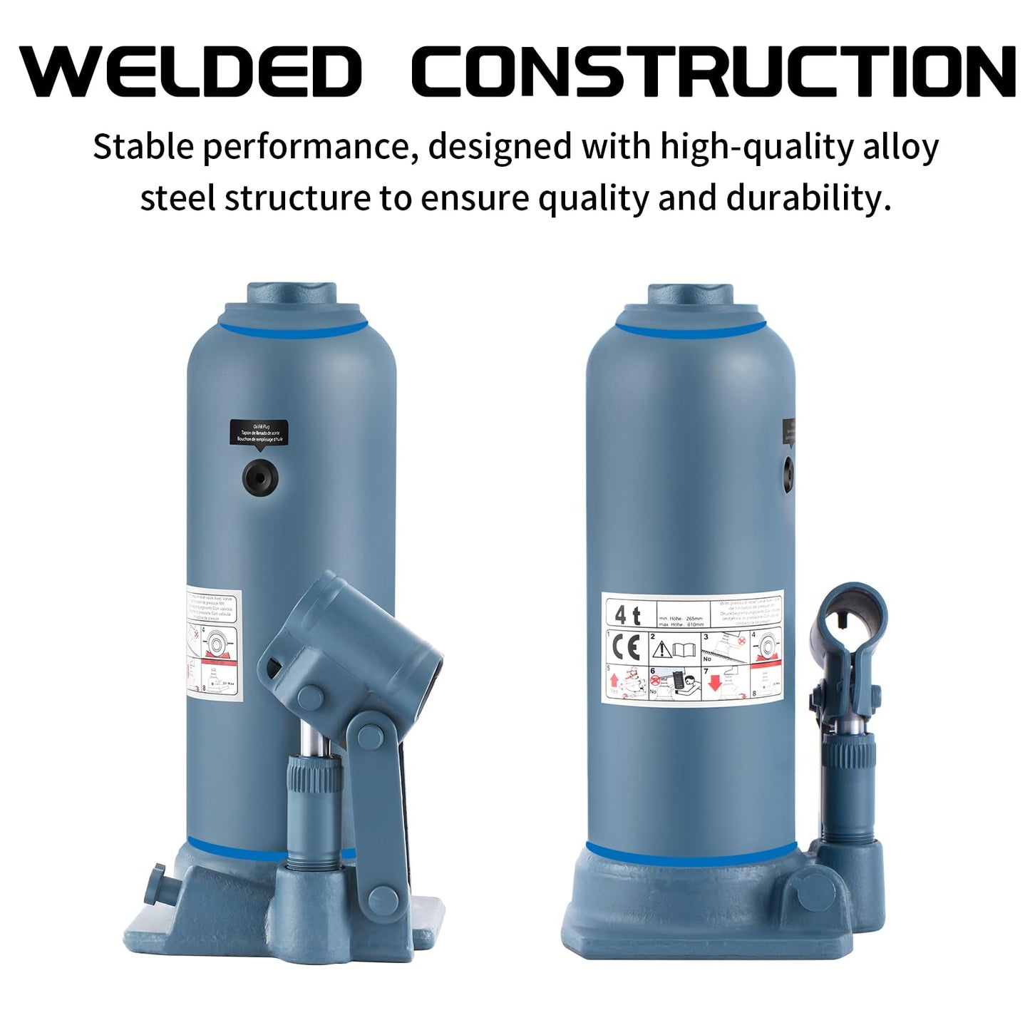 BAOSHISHAN Double Ram Bottle Jack Hydraulic Welded Jack Truck Jack 4 Ton (High Lift)