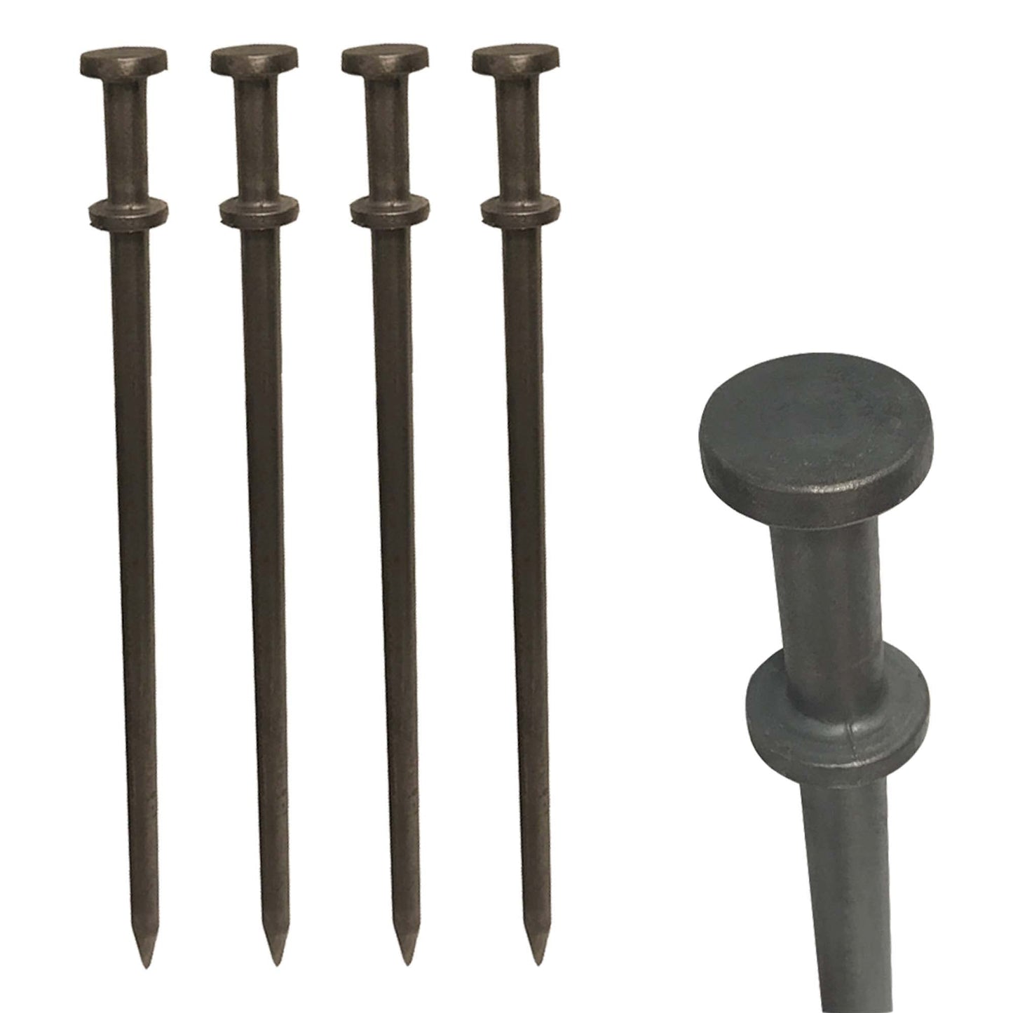 Moose Supply Double Head Tent Stakes, Heavy Duty Steel Outdoor Ground Spikes to Anchor Commercial Inflatables, Party Tents and Camping Shelters, 3/4 Inch x 30 Inch, Pack of 4