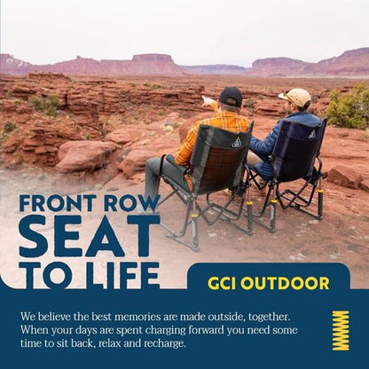 GCI Outdoor Stowaway Rocker - Comfortable Folding Chair in Varsity Red/Gray Color