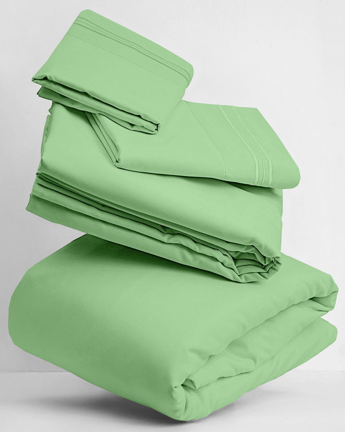 Mellanni Twin XL Sheets Set - 3 PC Hotel Luxury Bedding | Extra Soft, Cooling, Wrinkle-Resistant (Pistachio)