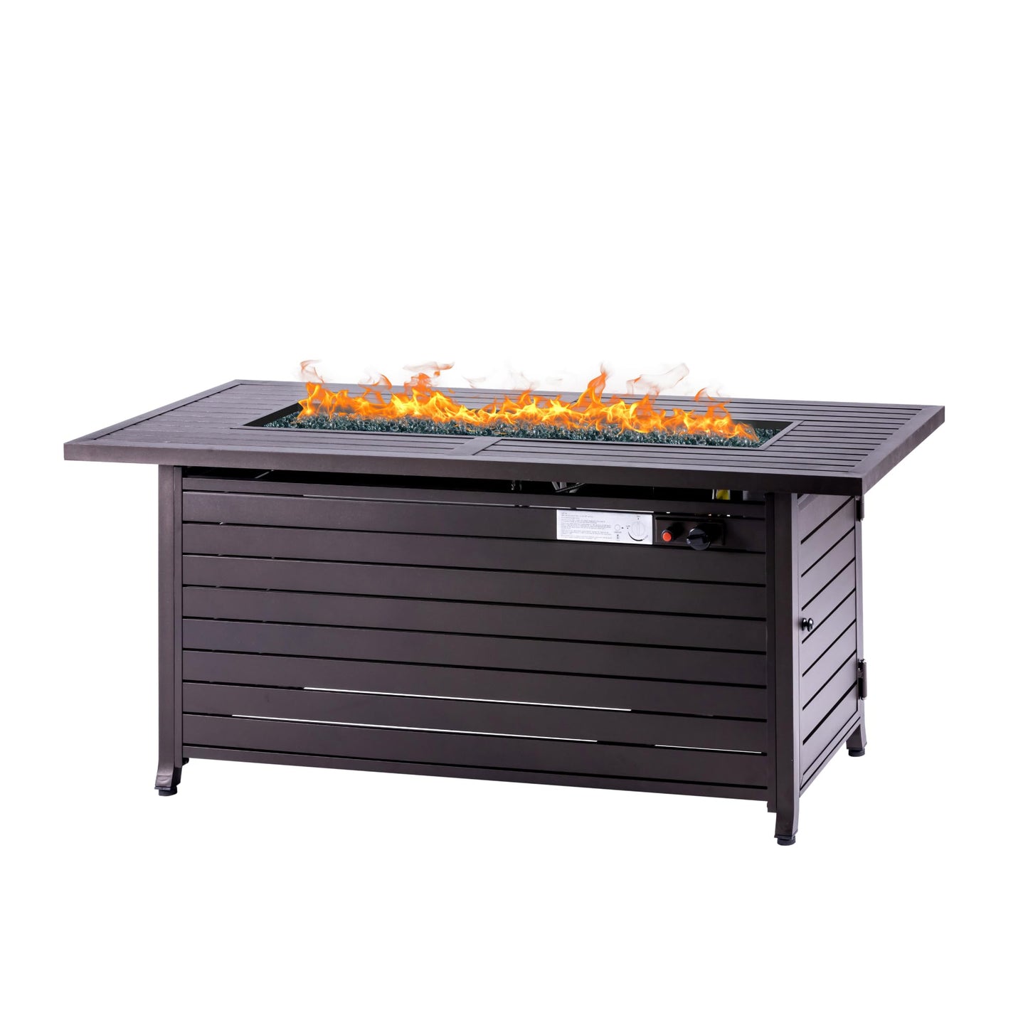 Hexago 57" Propane Fire Pit Table, 50,000 BTU Outdoor Gas Fire Pit, 2-in-1 Rectangular Firepit with Lid, ETL Certified for Garden, Backyard, Patio Gatherings, Mocha