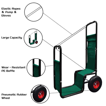 KAIDIDA Firewood Cart with Wheels: 44 X 27 X 20 in Heavy Duty 260 lbs Load Capacity Waterproof Easy Assembly Rack for Indoor Garden Backyard Fireplace Men Women Use with Rubber Wheels