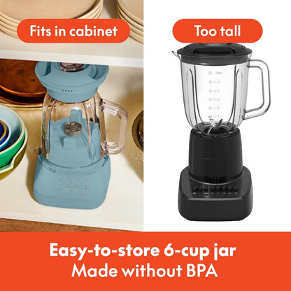 Bella 10-Speed Countertop Blender - Slim Flip & Store Design, 48oz Capacity, Dishwasher Safe, Stainless Steel Blade