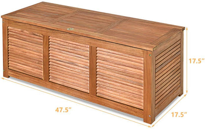 LDAILY Moccha Garden Backyard Storage Bench, Large Acacia Wood Deck Box, Outdoor Storage Container for Patio Furniture Cushions and Gardening Tools