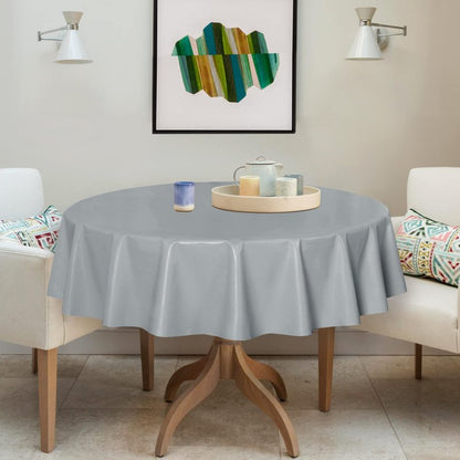 sancua 100% Waterproof Rectangle PVC Tablecloth - 60 x 120 Inch - Oil Proof Spill Proof Vinyl Table Cloth, Wipe Clean Table Cover for Dining Tables, Buffet Parties and Camping, Silver Grey