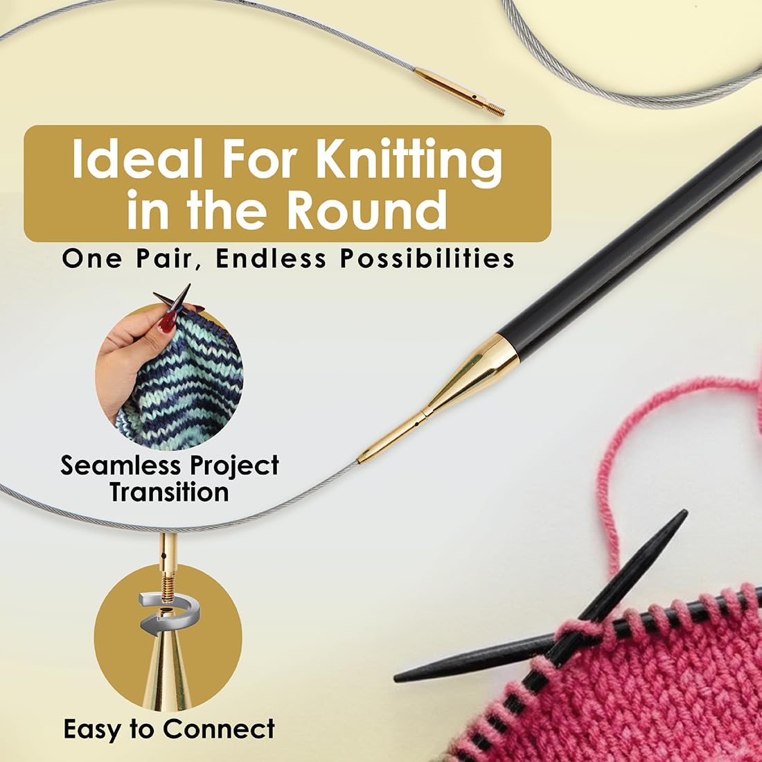 Lantern Moon Ebony Wood Interchangeable Circular Knitting Needles 5" (13cm) | US Size 10.5 (6.5mm)