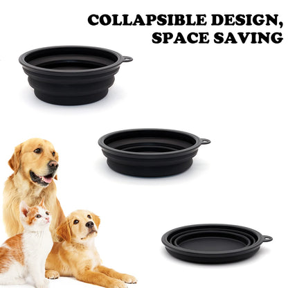 2-Pack Small Dog Travel Bowl, Collapsible Bowls for Dogs, Foldable Cat Water Bowl, Portable Pet Feeding Watering Traveling Dish (Black & Orange)