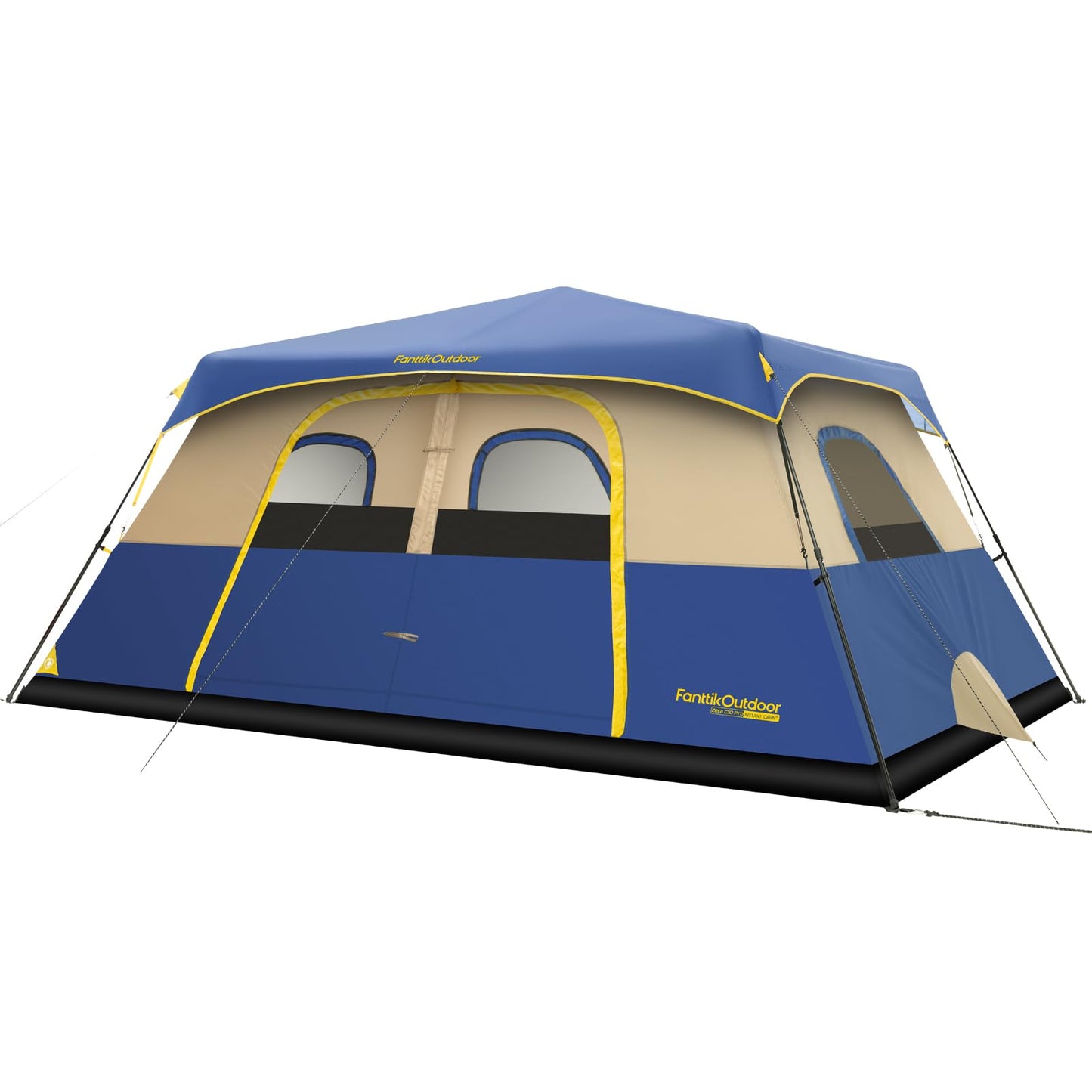 FanttikOutdoor Zeta C10 Pro Camping Tent 10 Person Instant Cabin Tent Setup in 60 Seconds with Rainfly & Windproof Portable with Carry Bag for Family Camping & Hiking, Upgraded Ventilation, Navy Blue