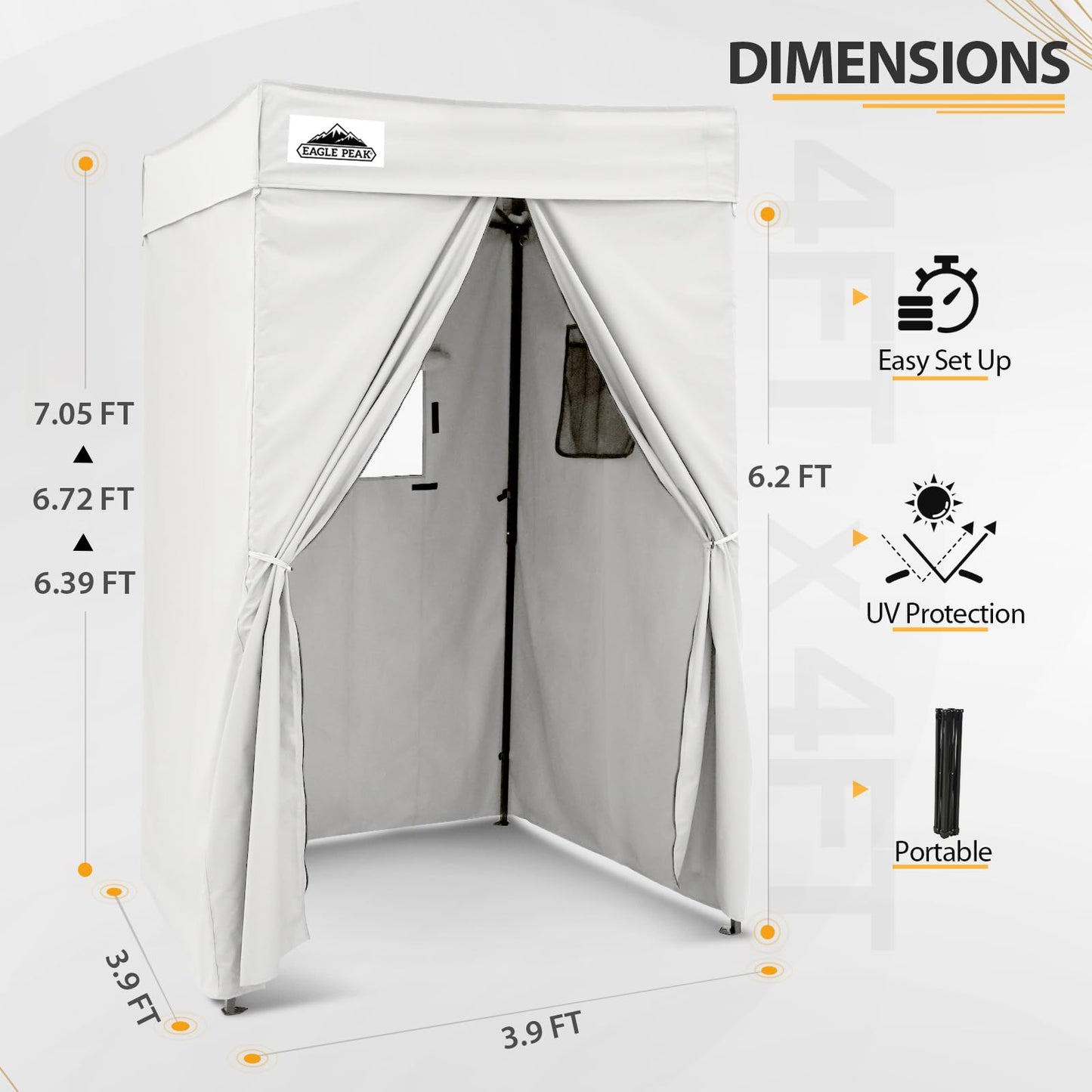 EAGLE PEAK Flex Compact 4x4 Pop-up Canopy Changing Room, Portable Privacy Dressing Room for Indoor Fashion Photoshoots, Camping, or Pool, White