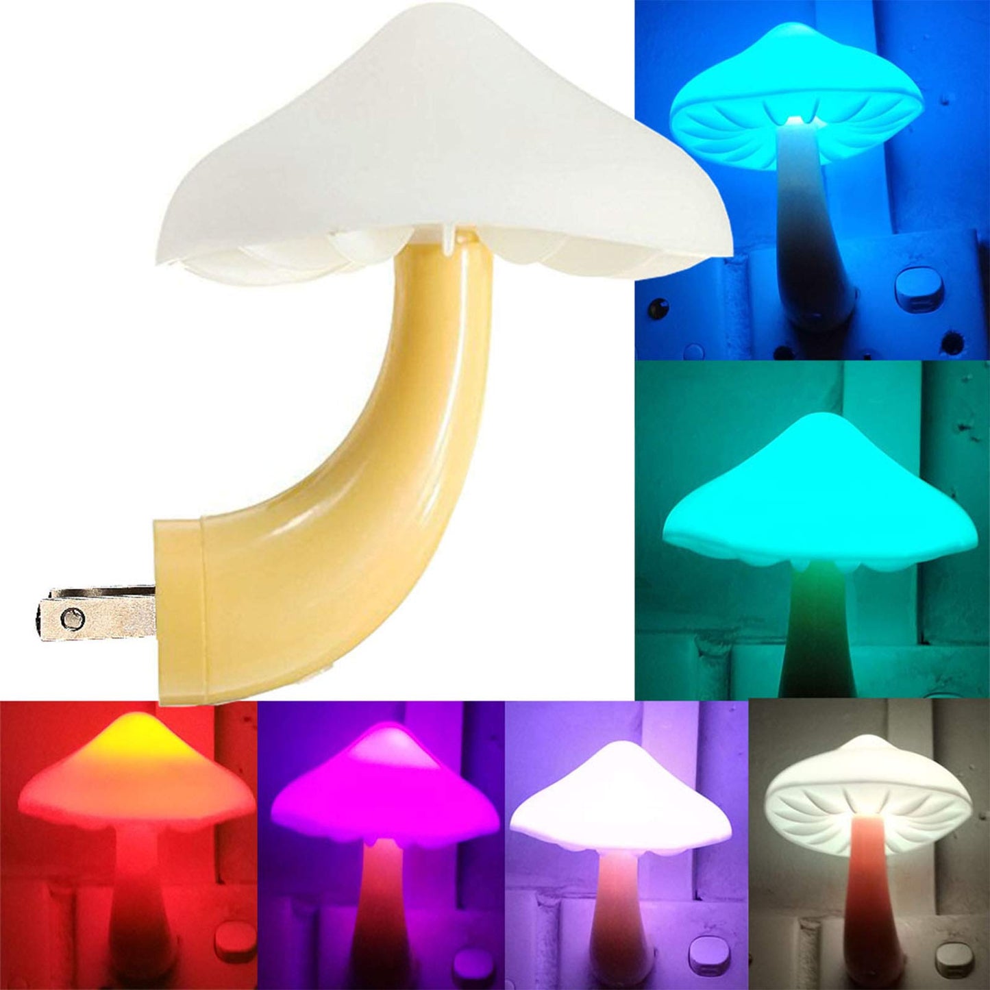 AUSAYE Sensor LED Night Light Plug in Wall Lamp, Energy Saving NightLight Cute Mushroom Night Lights for Adults Kids Bedroom,Bathroom,Toilet, Stairs, Kitchen,Hallway Corridor Warm White