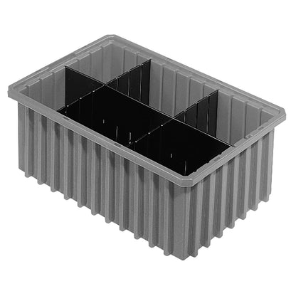 Akro-Mils 33166 Akro-Grid Plastic Slotted Dividable Modu Box Stackable Grid Storage Tote Container, (16-1/2-Inch L x 10-7/8-Inch W x 6-Inch H), (8 Pack), Gray