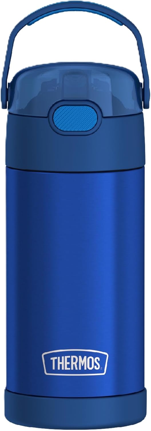 THERMOS FUNTAINER 12 Ounce Kids Straw Bottle - Stainless Steel Vacuum Insulated, Blue Color
