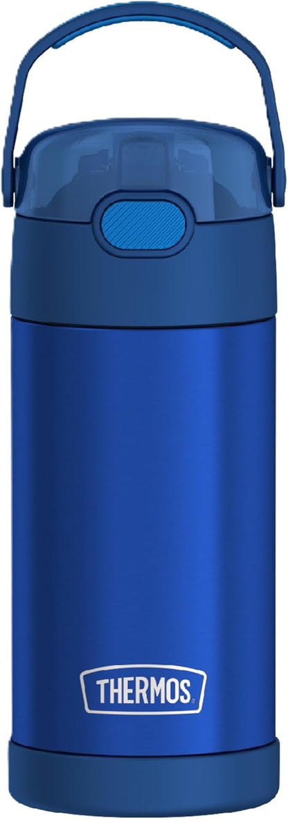 THERMOS FUNTAINER 12 Ounce Kids Straw Bottle - Stainless Steel Vacuum Insulated, Blue Color