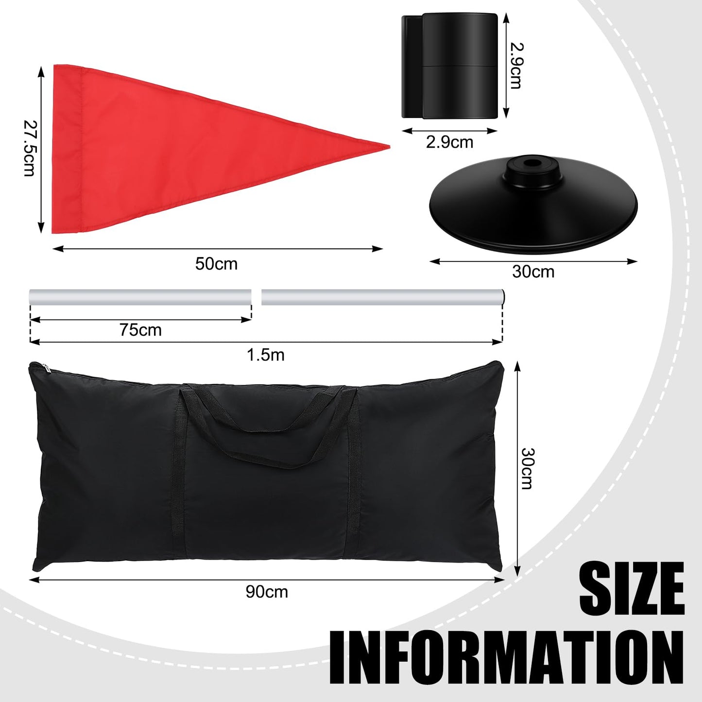 HunnmingRe 4 Pcs Soccer Corner Flags with Bag 60 Inches High Corner Flags for Soccer Field Indoor and Outdoor Training Grounds