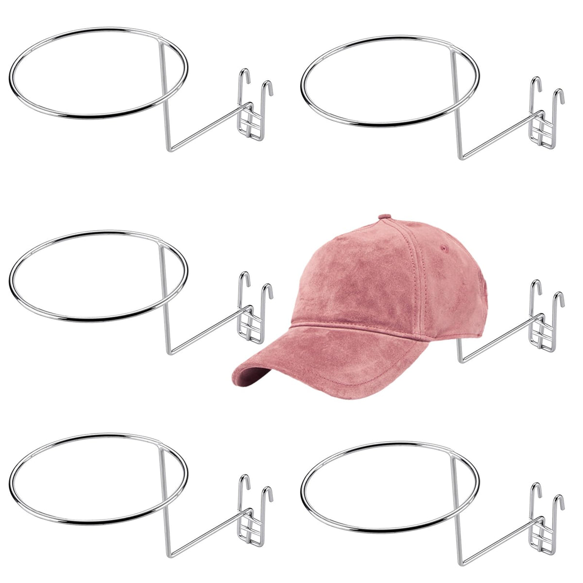 QoTang 6-Pack Hat Displayer - Metal Gridwall Rack with Hooks for Retail & Home