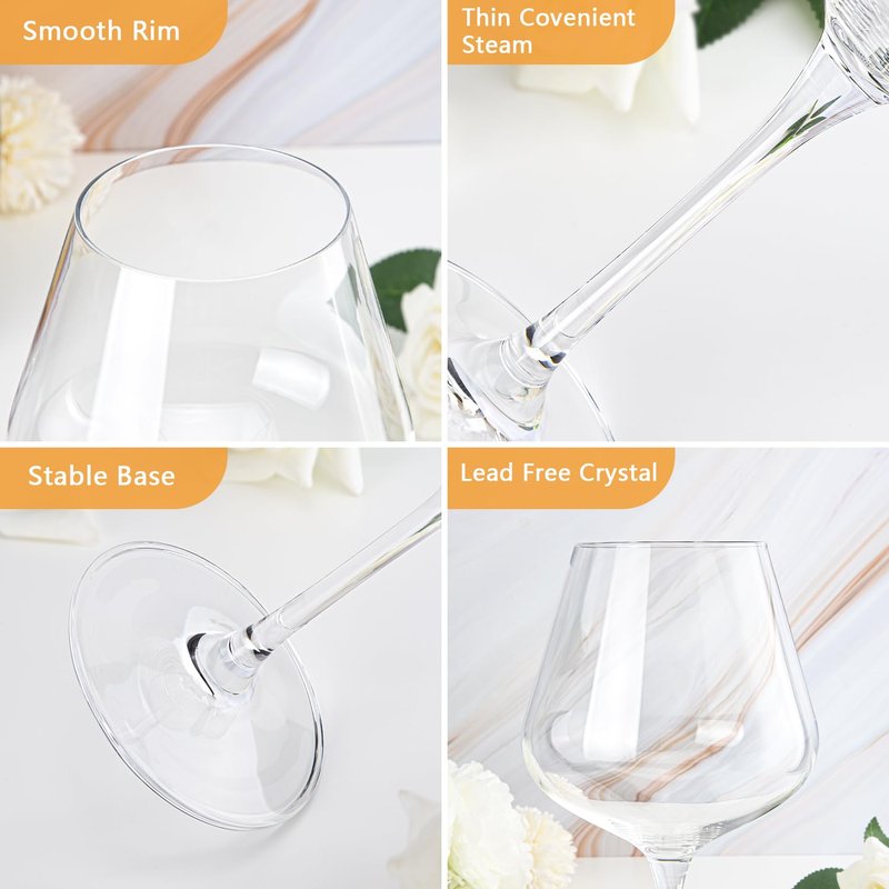 Swanfort Crystal Red Wine Glasses Set of 4 – 16 oz Elegant Long Stem Wine Glasses in Gift Box, Premium Glassware for Wedding, Anniversary, Birthday Gifts